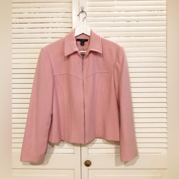 Louben Pink Wool Full Zip Collared Coat - Picture 2 of 8